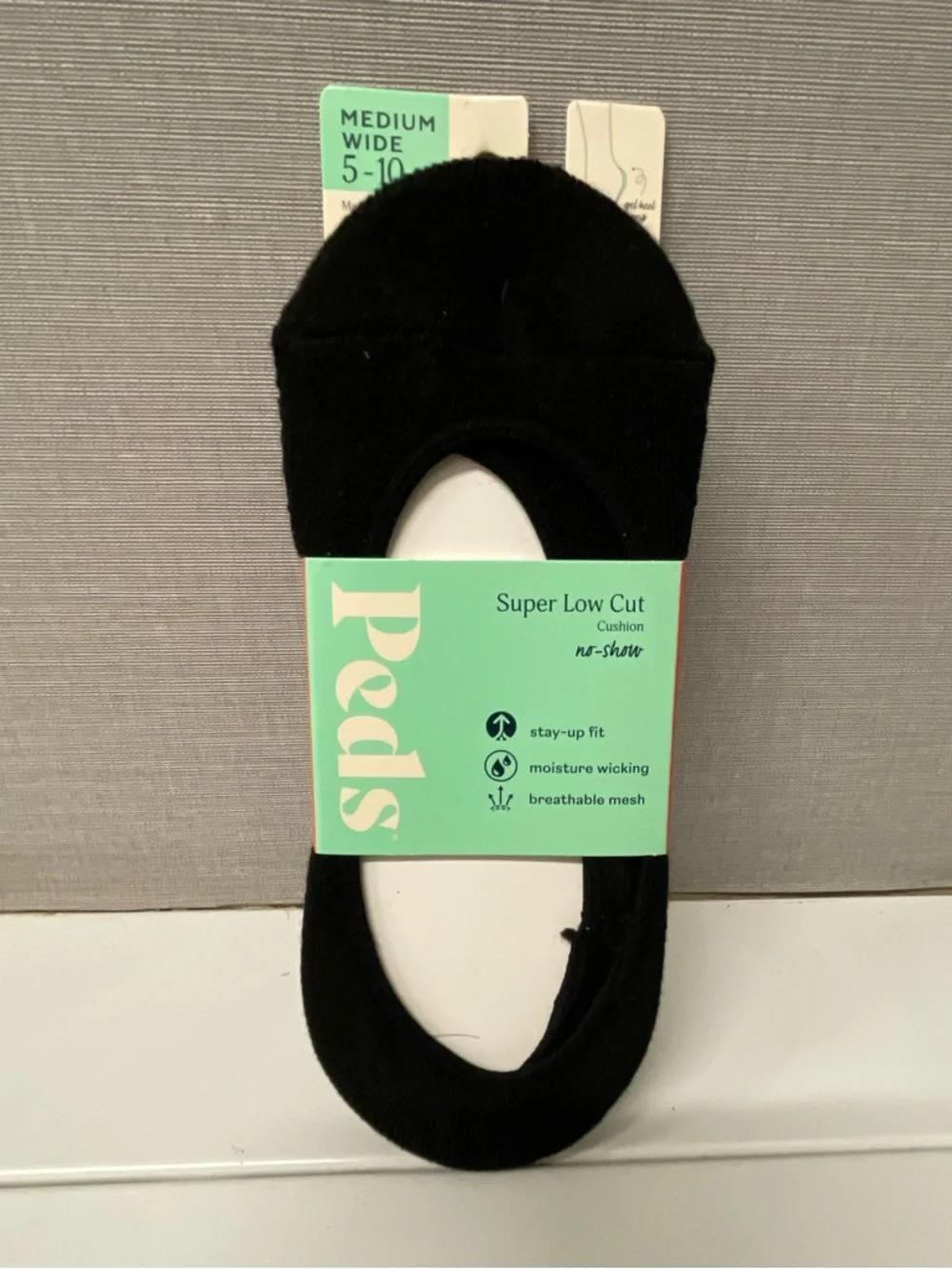 Peds Super Low Cut Cushion  No-Show Socks - 3 Pair - Black - Size 5-10